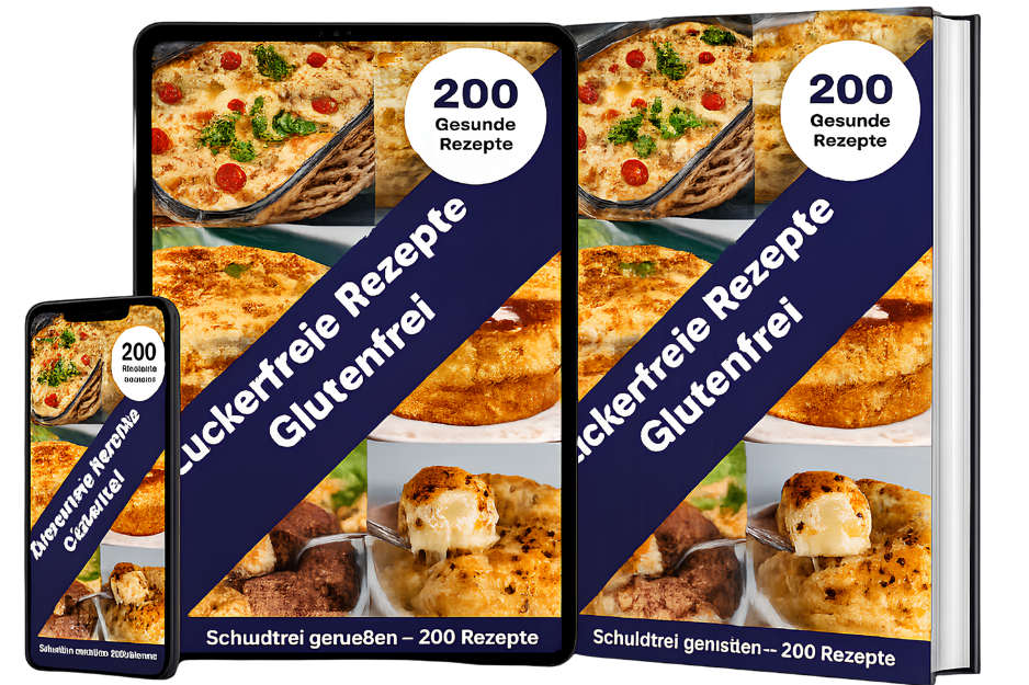 200 Rezepte Zero – Zuckerfreie Rezepte Glutenfrei Buch Mockup